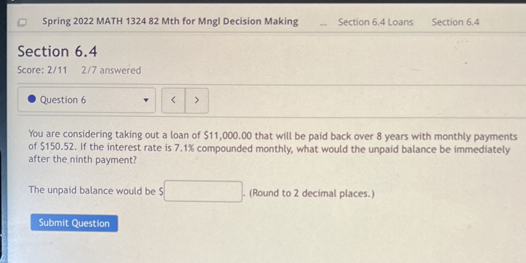 Spring 2022 MATH 1324 82 Mth for Mngl Decision