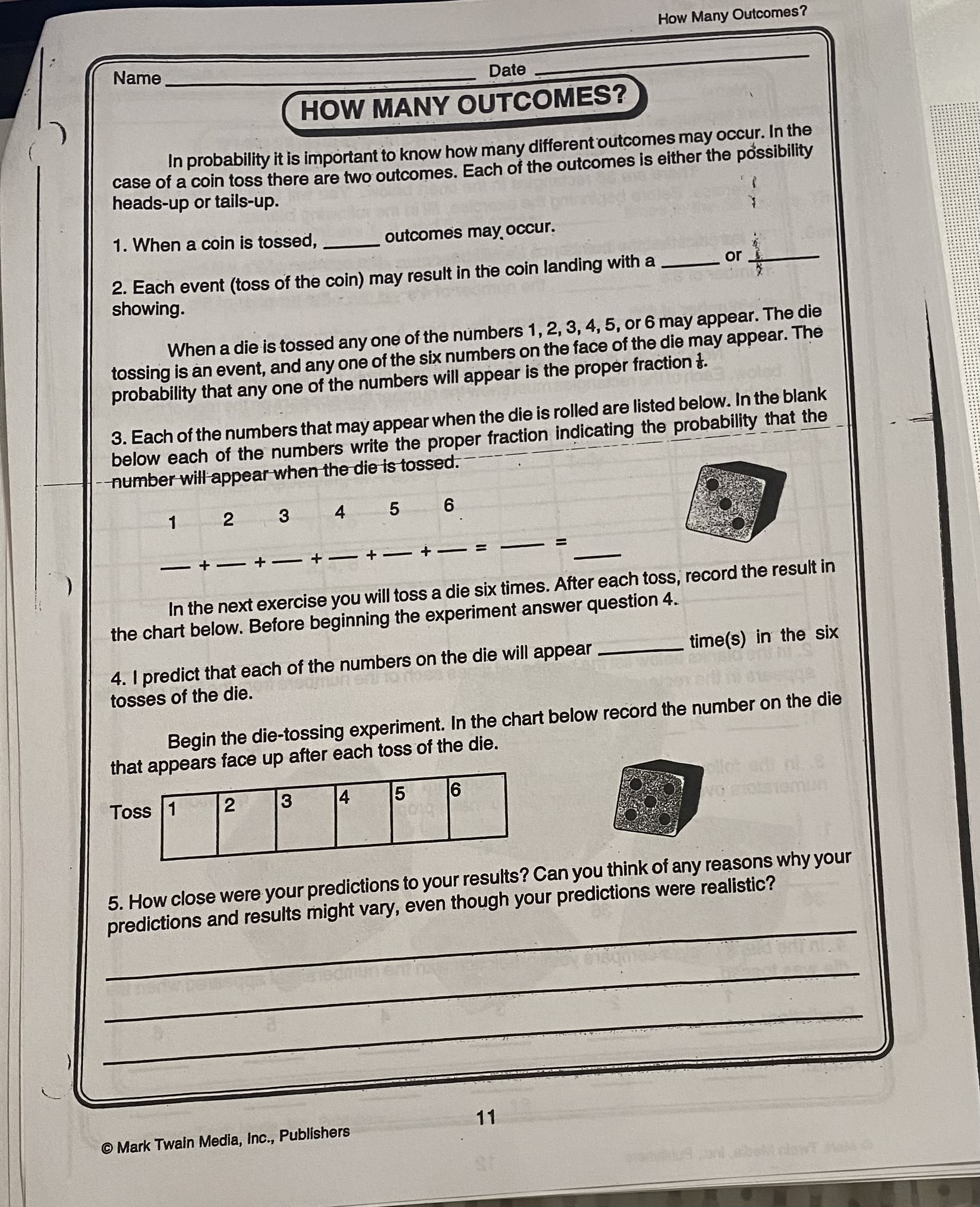 Probability Ratios: Between 0 and 1 Name Date