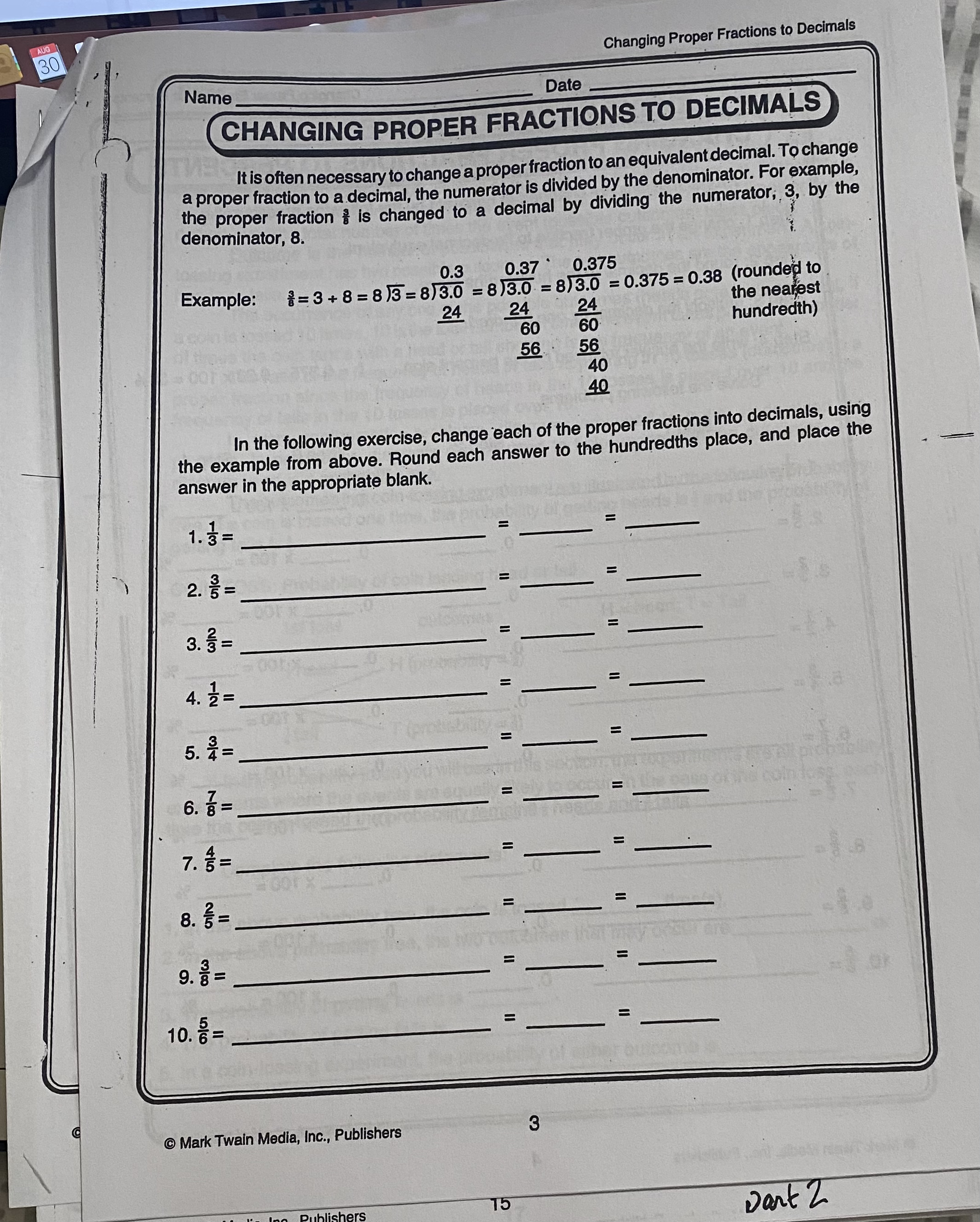 Probability Ratios: Between 0 and 1 Name Date