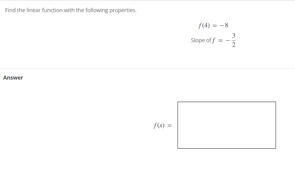 Find the linear function with the following