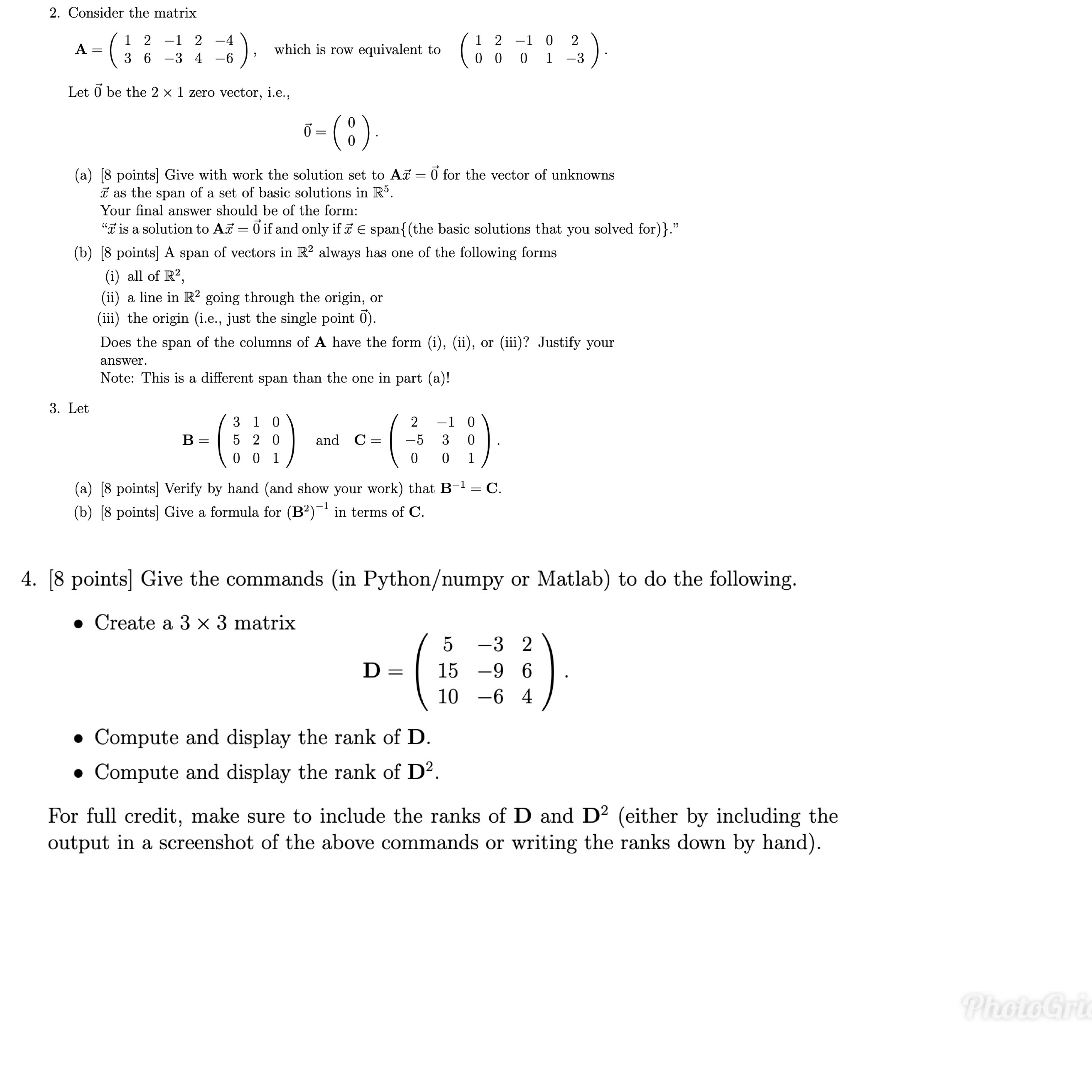 2. Consider the matrix A = ( 1 2 71 2 74 > ,