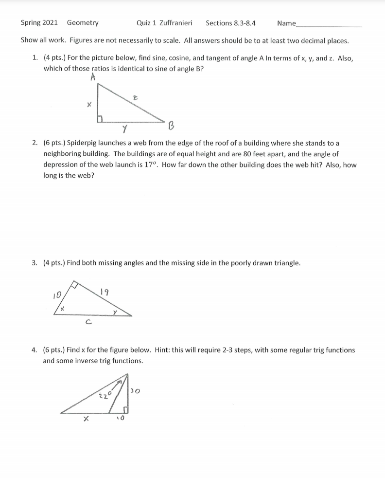Please hurry! Spring 2021 Geometry Quiz 1