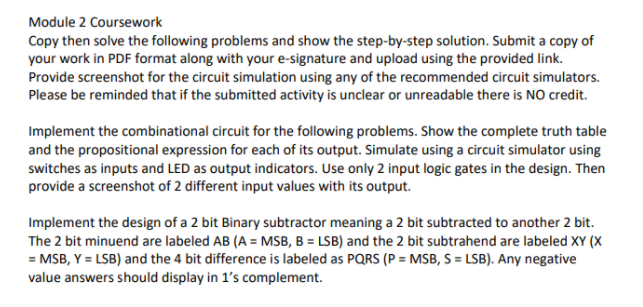 Module 2 Coursework Copy then solve the following