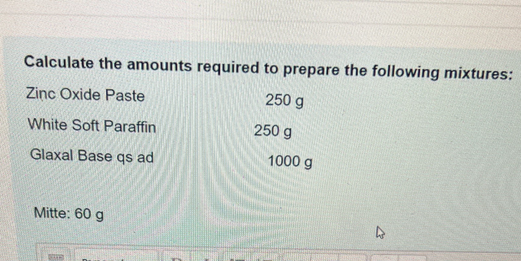 Calculate the amounts required to prepare the