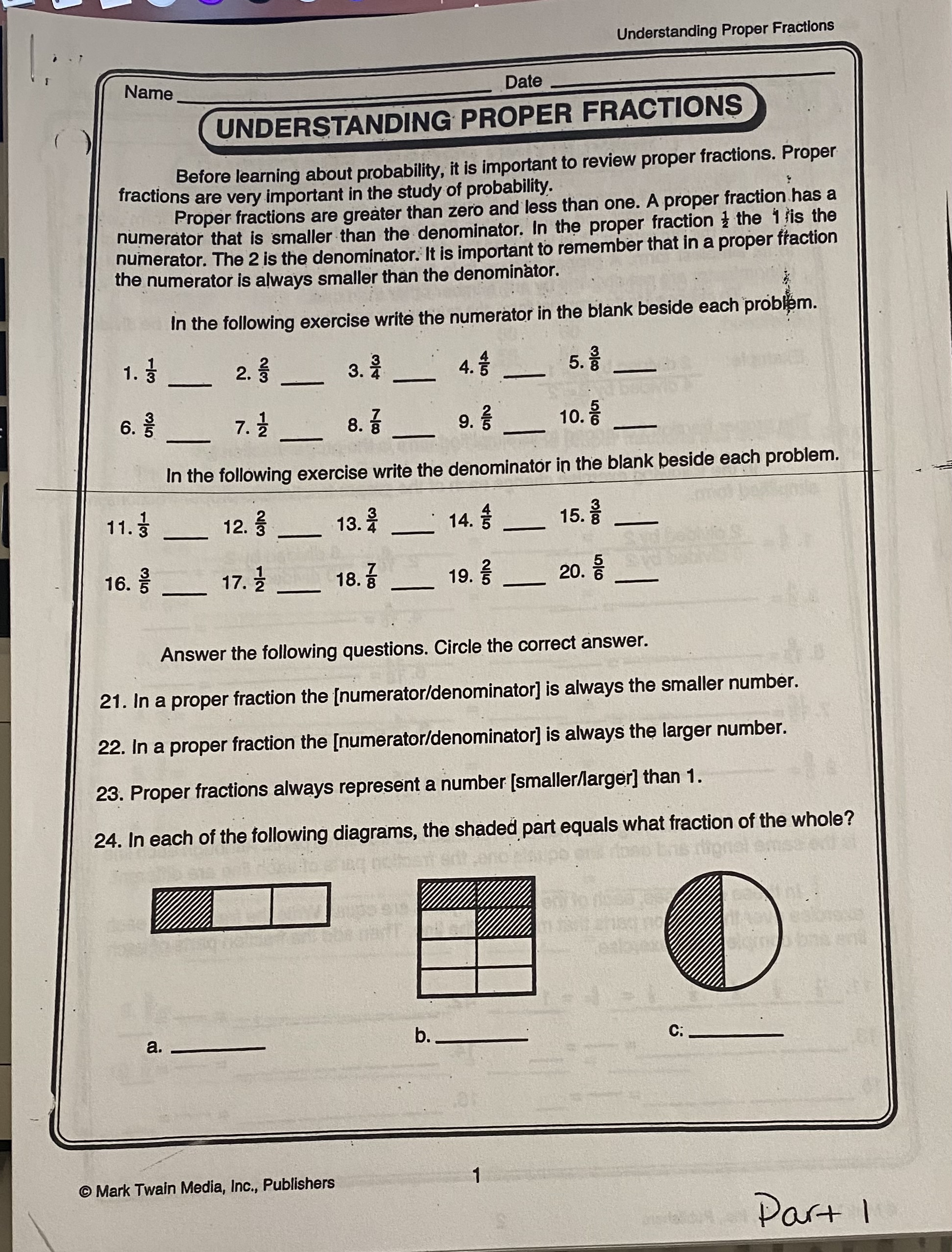 Probability Ratios: Between 0 and 1 Name Date