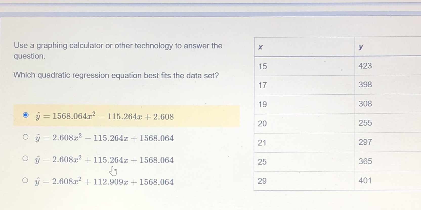 Use a graphing calculator or other technology to