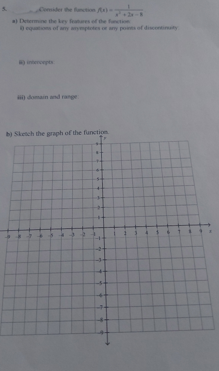 5. Consider the function /(x) = - x + 2x - 8 a)