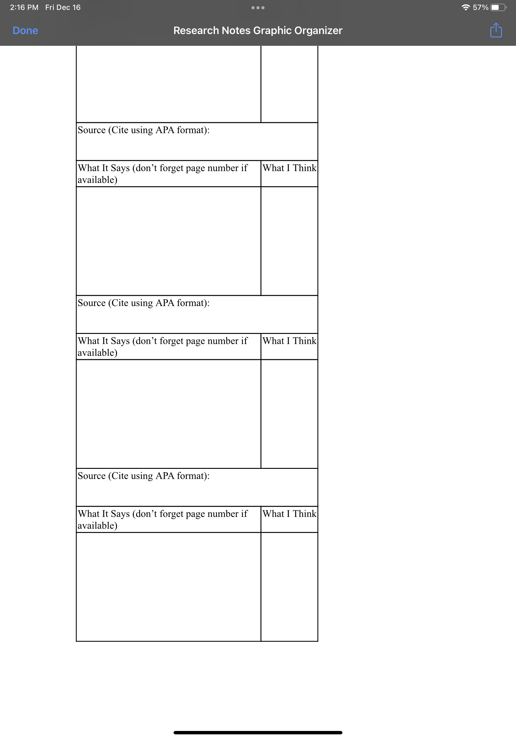 2:16 PM Fri Dec 16 to. '5' 57% I ' Research