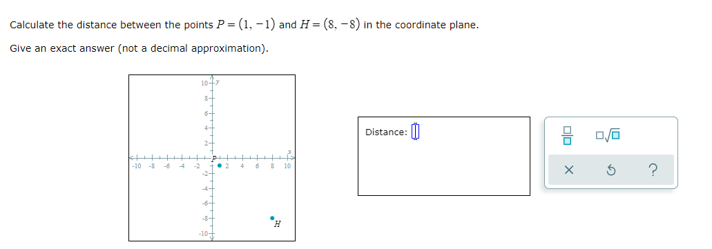 question 1 Calculate the distance between the