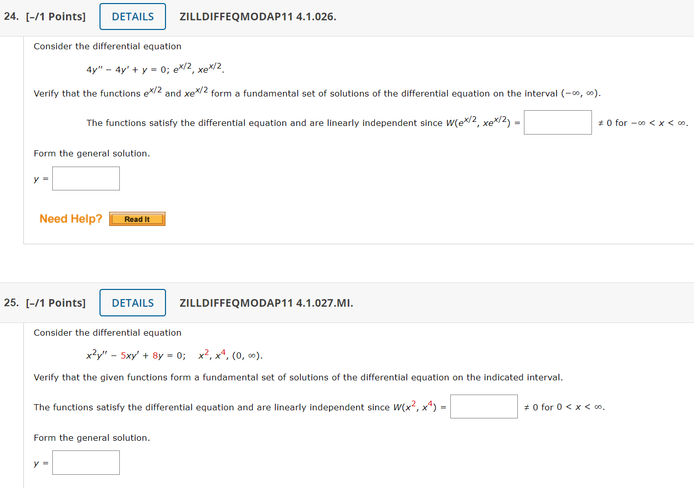 24. [11 Points] DETAILS ZILLDIFFEQMODAP11