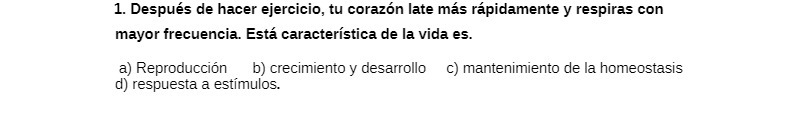 1. Despues de hacer ejercicio, tu corazon late