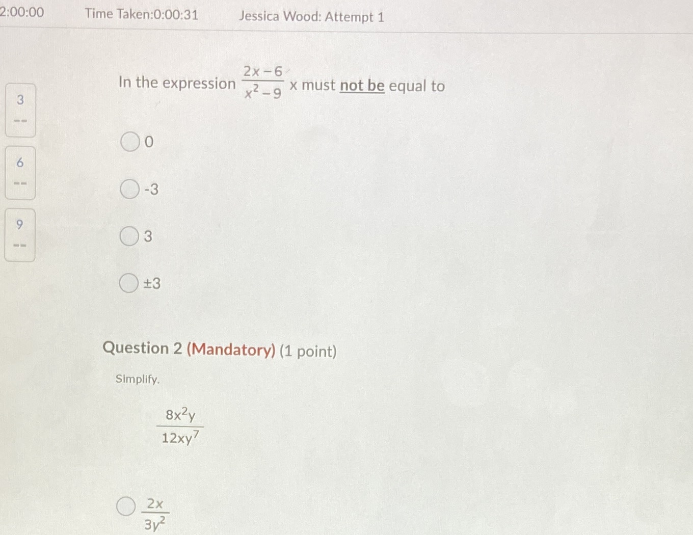 2:00:00 Time Taken:0:00:31 Jessica Wood: Attempt