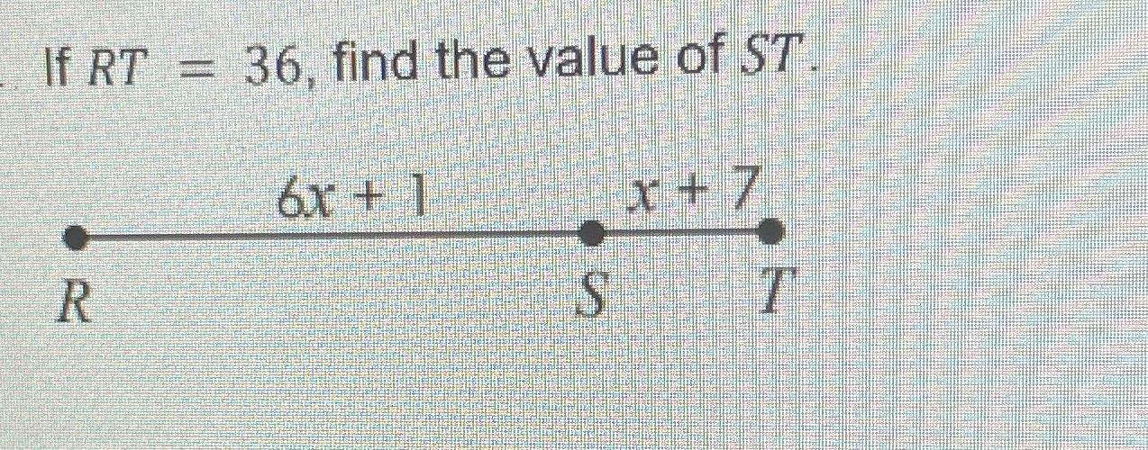 What is the answer If RT = 36. find the value of