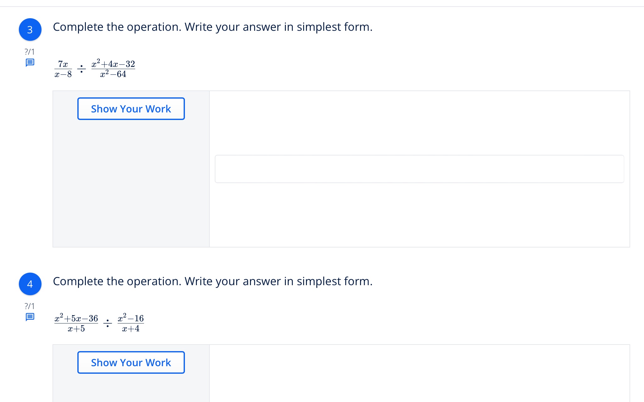 Solve 3 and 4 show all work 3 Complete the