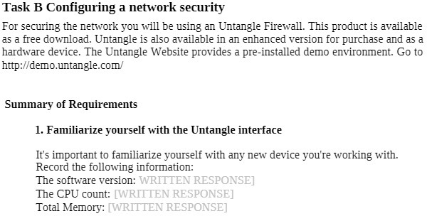 Task B Configuring a network security For