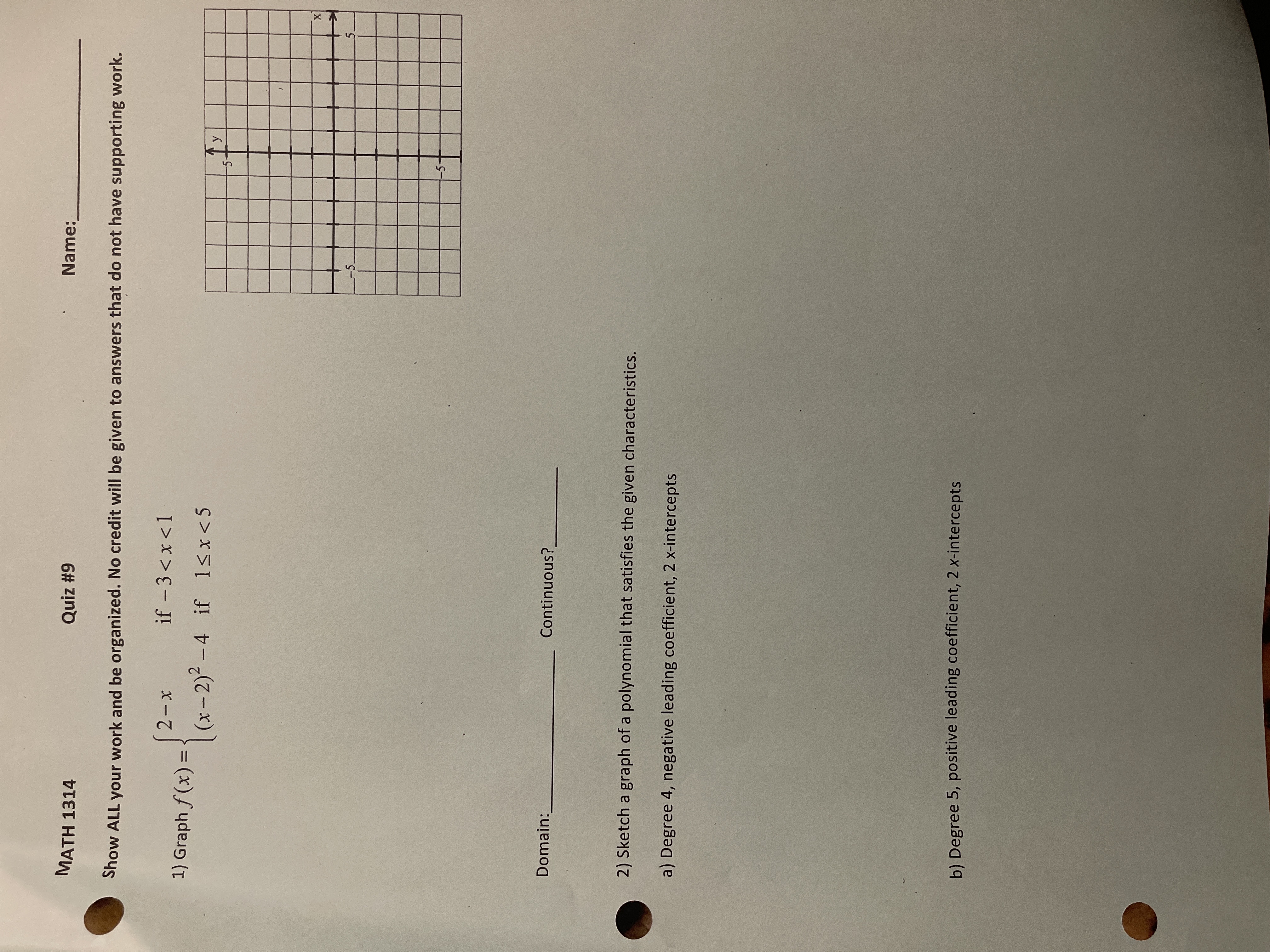 NCBM 0214 Written Assignment #9 Name: Show ALL