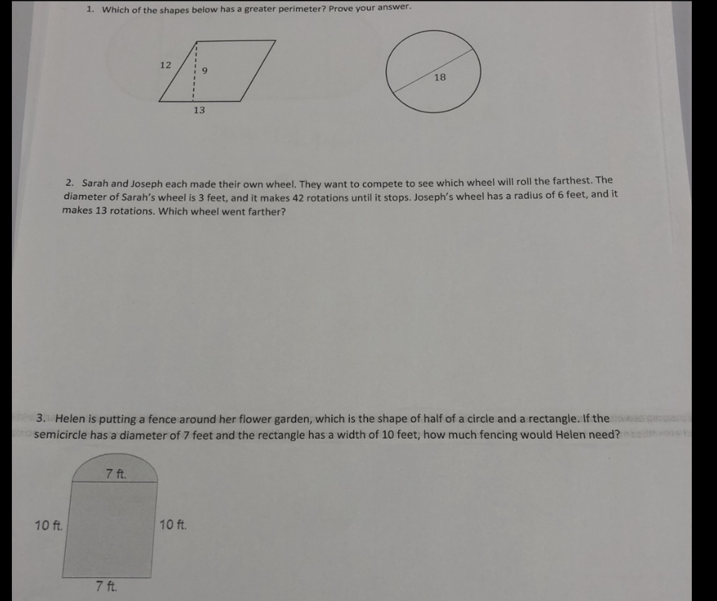 1. Which of the shapes below has a greater