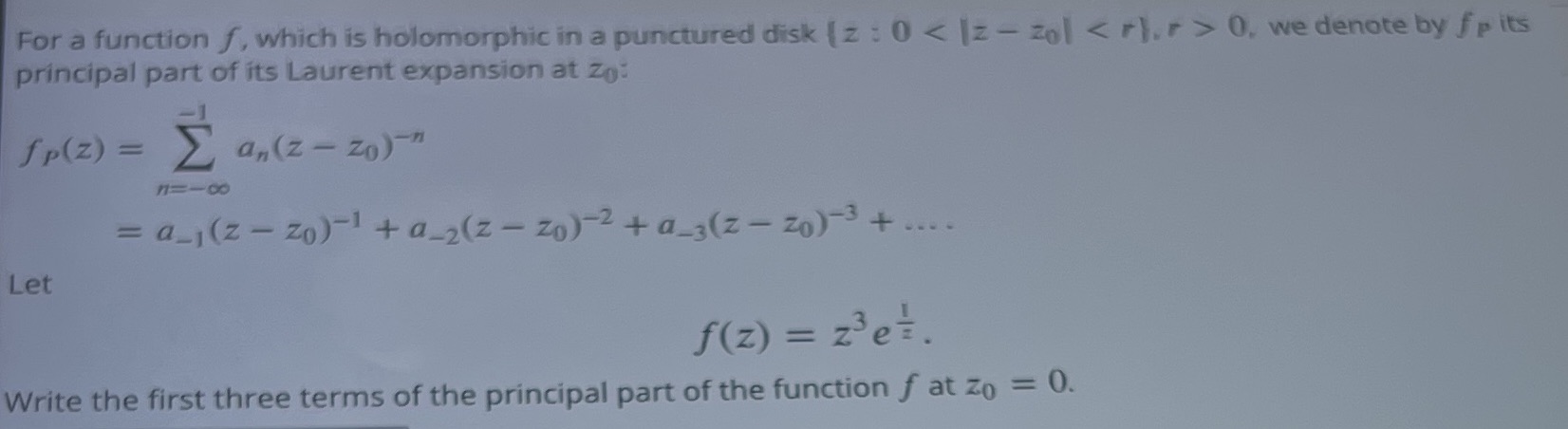 For a function f, which is holomorphic in a
