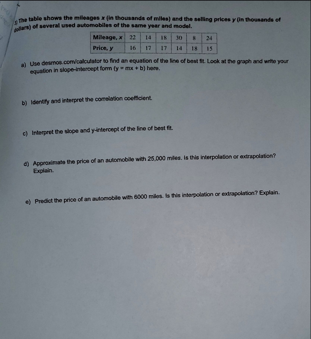 4.5 Day 2 Using Technology for Lines of Best Fit