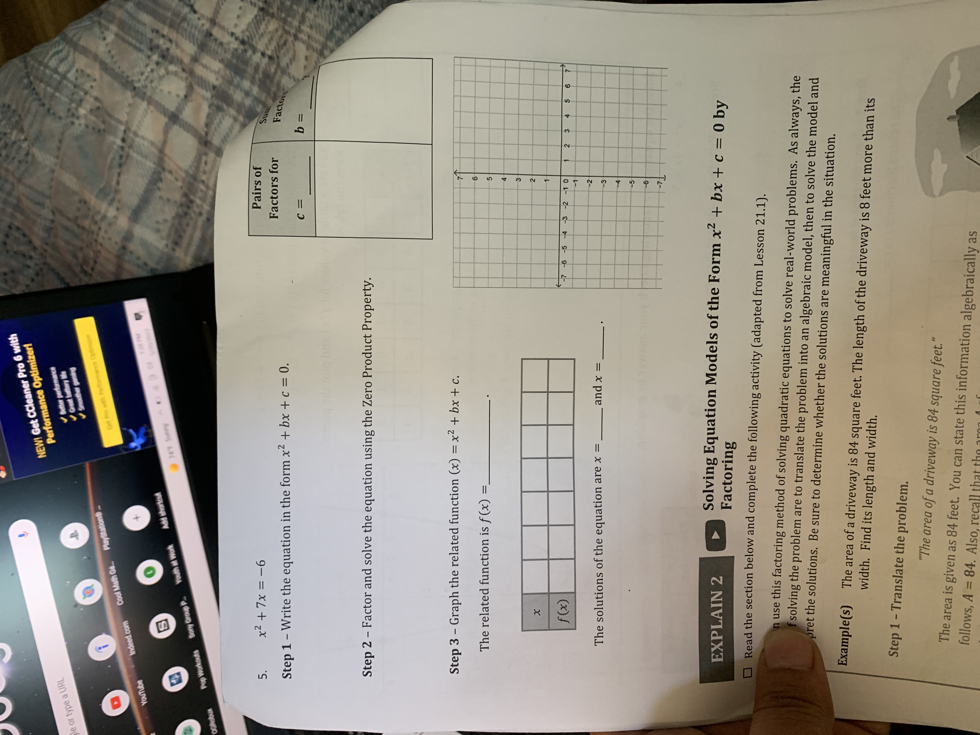 Solve the equation by factoring. Check your
