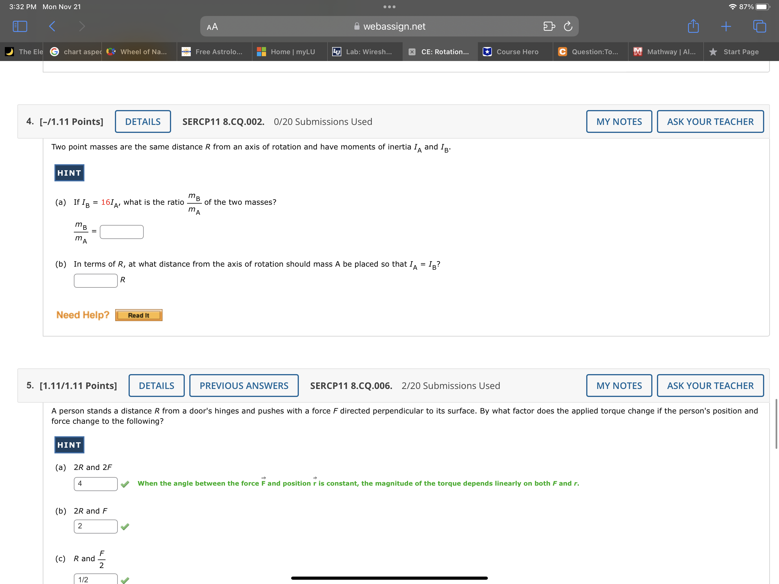 3:32 PM Mon Nov 21 QUESTION What happens to the