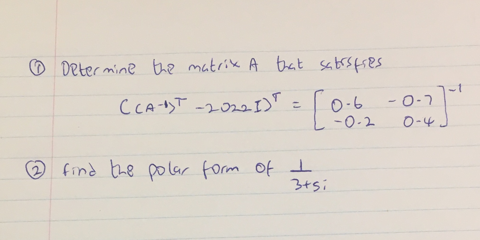 Determine the matrix A that satisfies (CA-NYT -