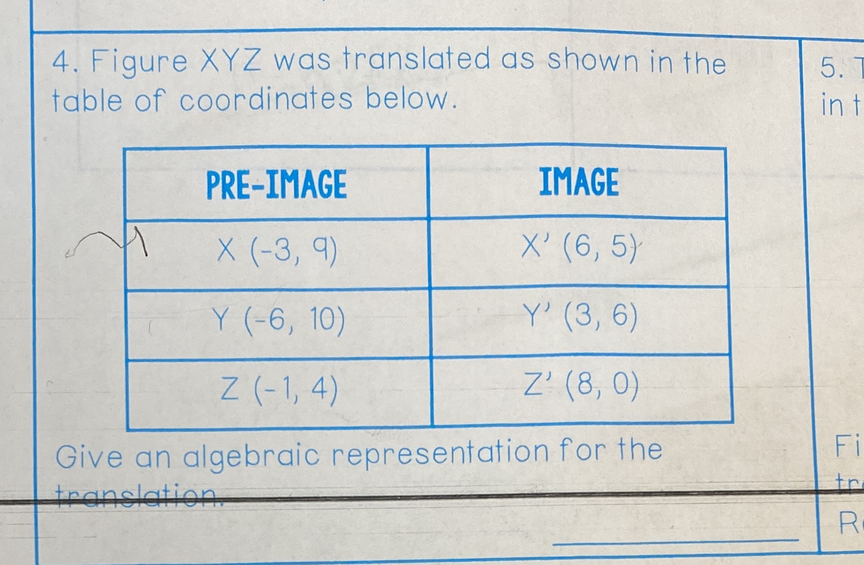 4. Figure XYZ was translated as shown in the 5.