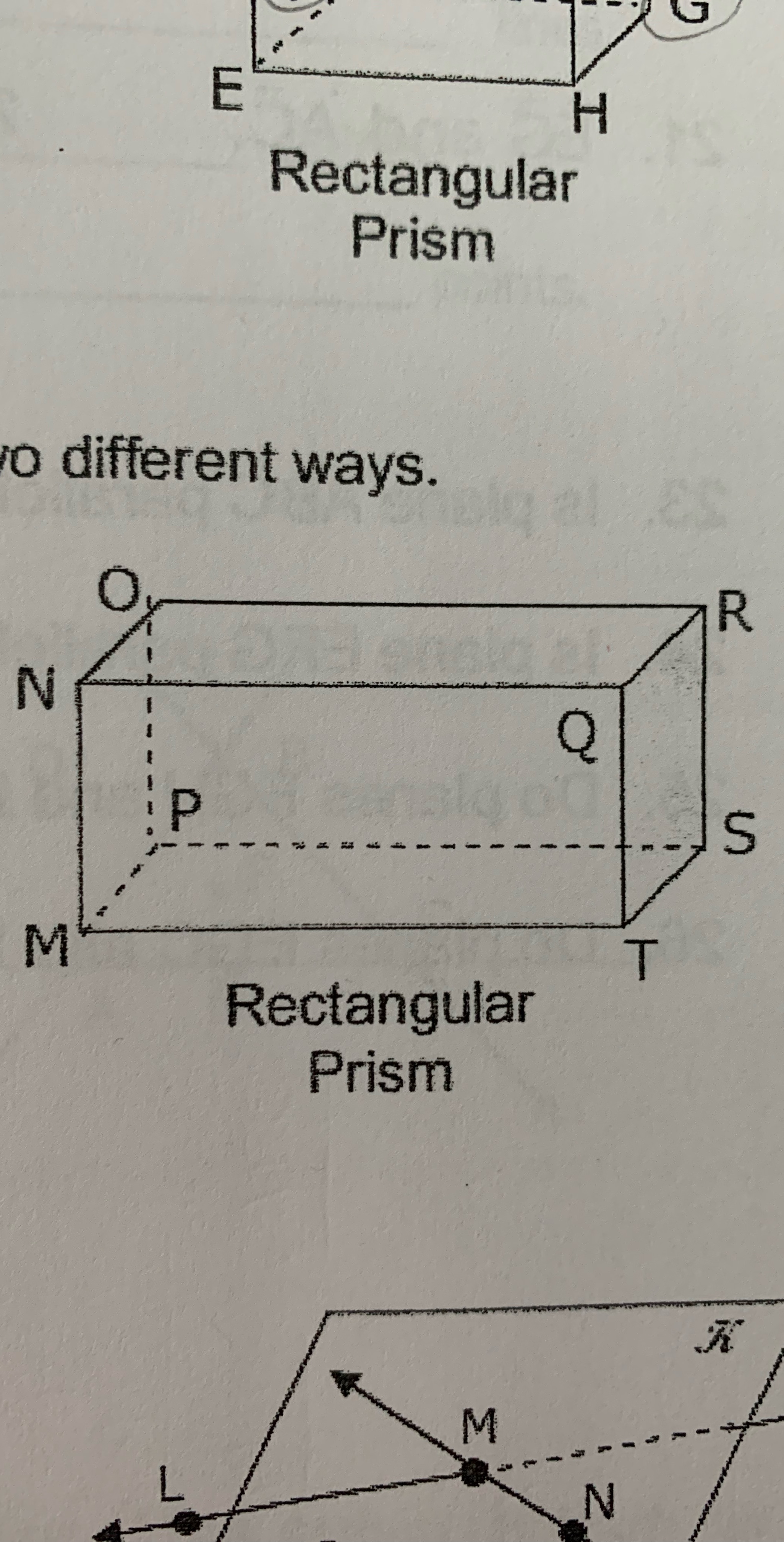 Name the plane that contains Q, R, S and T in two