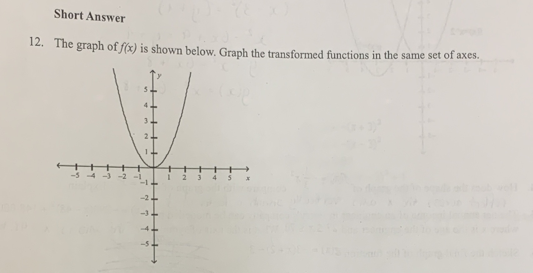Short Answer 12. The graph of f(x) is shown