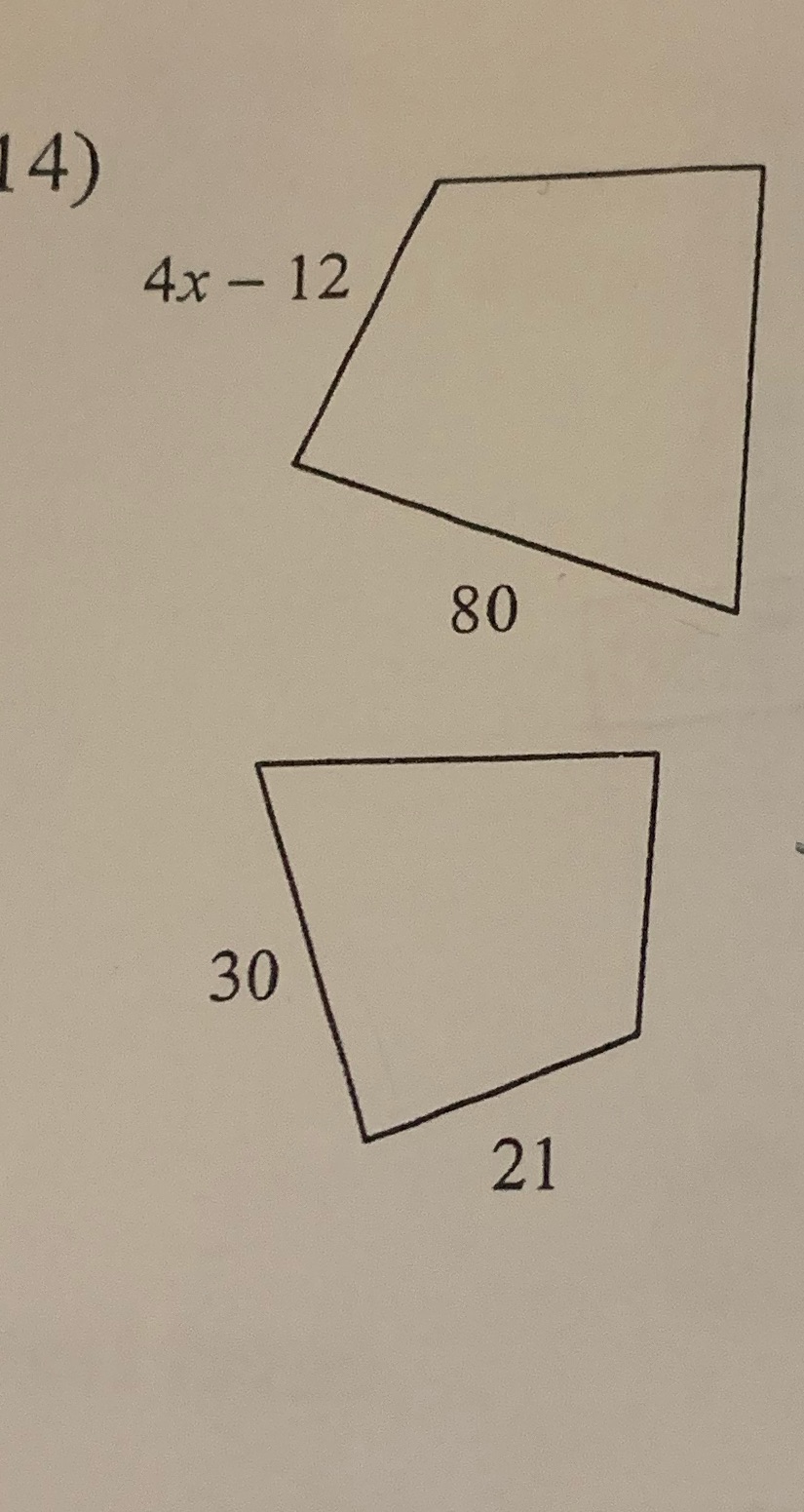 Solve for x. The polygons in each pair are