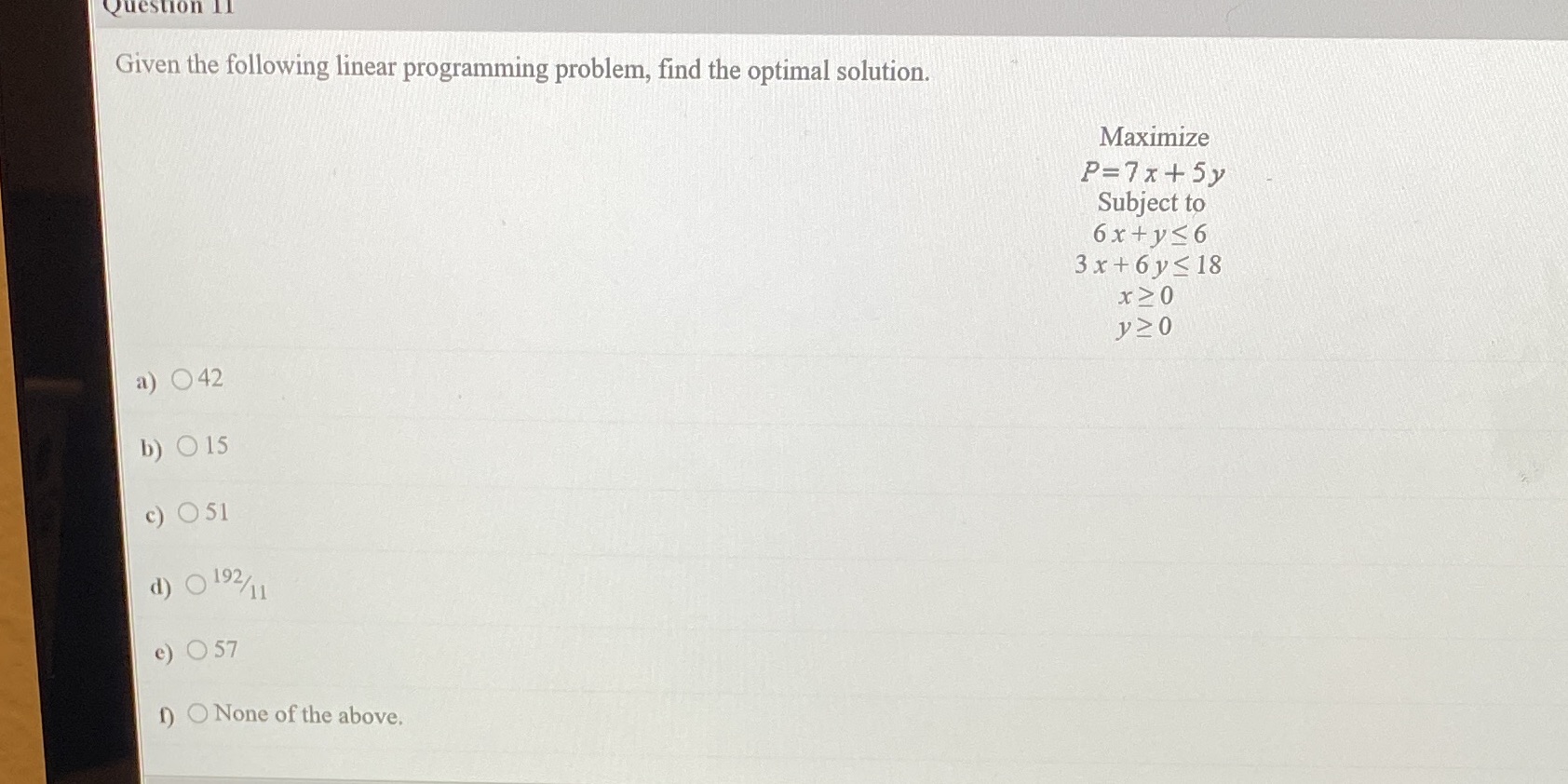 please help Question Il Given the following