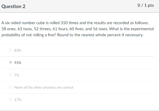 Question 10 0 / 1 pts Let U be the set of all