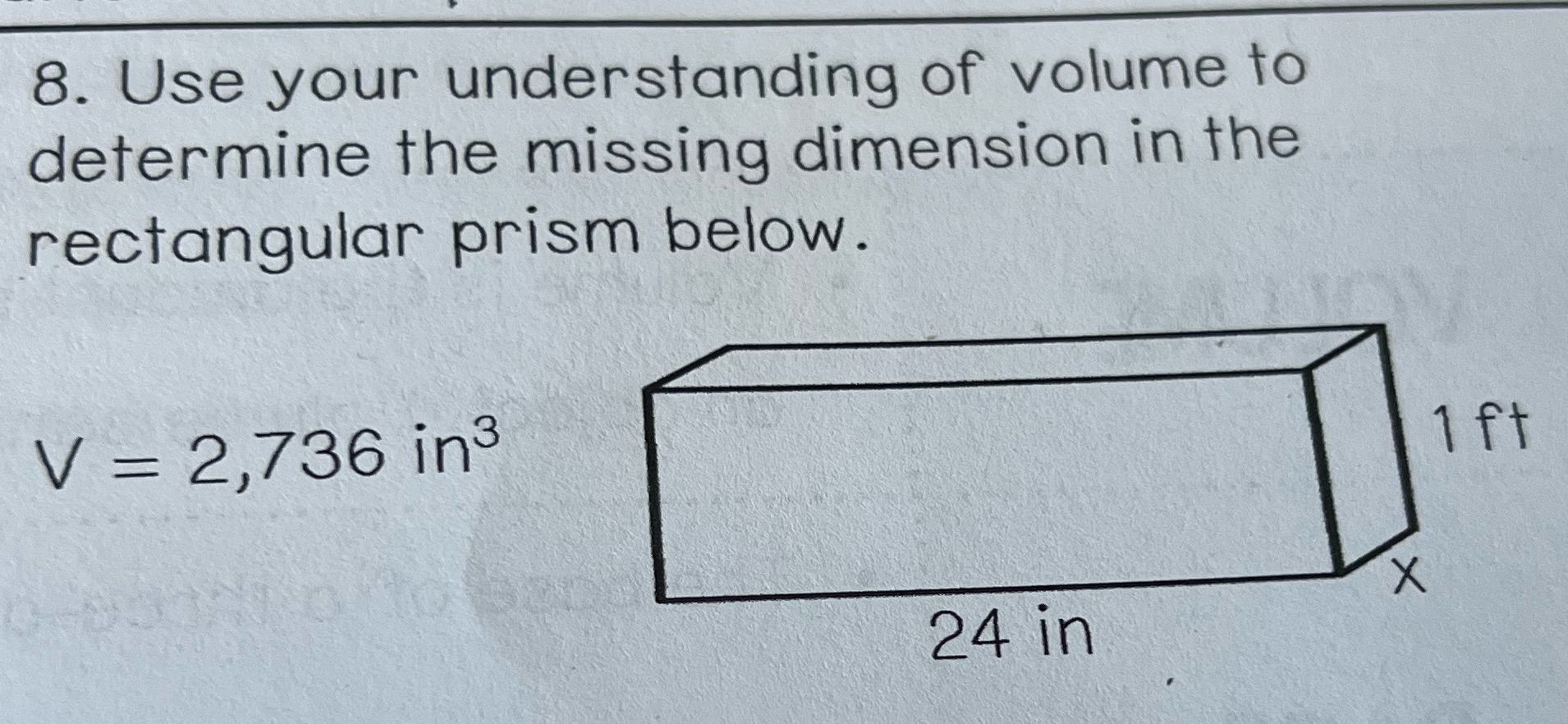 8. Use your understanding of volume to determine