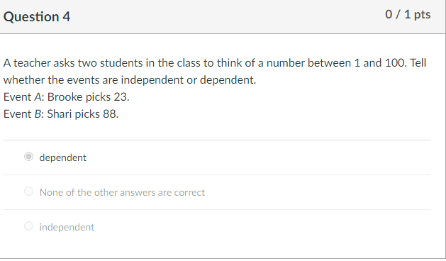Question 10 0 / 1 pts Let U be the set of all