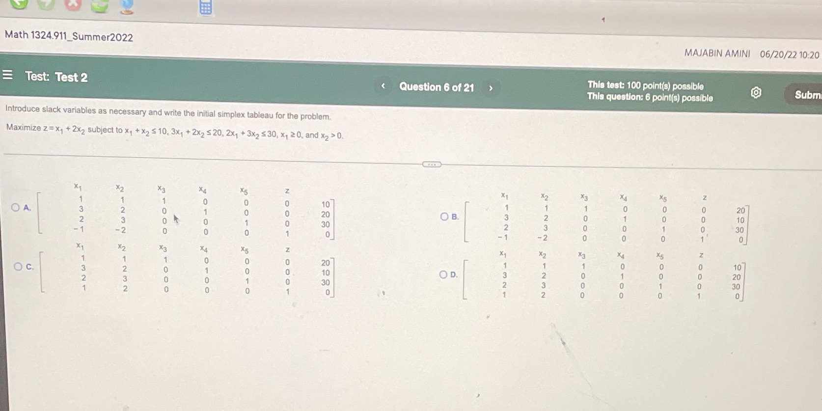 Math 1324.911_Summer2022 MAJABIN AMINI 06/20/22