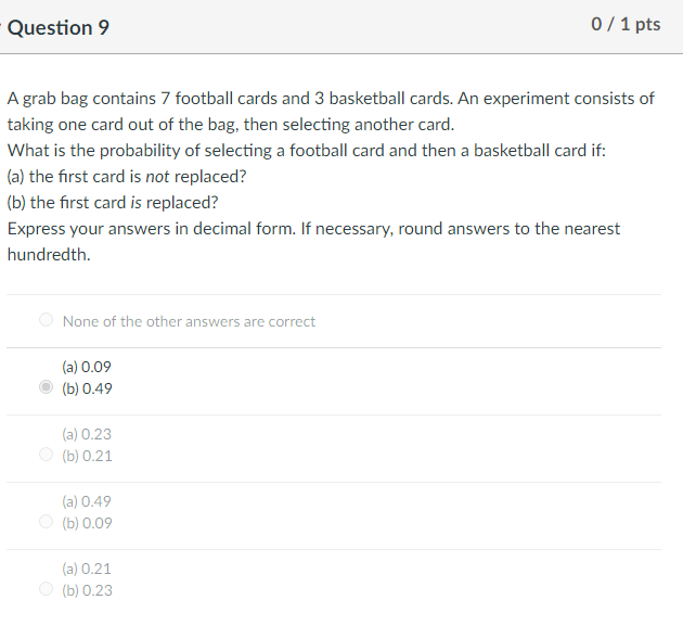 Question 10 0 / 1 pts Let U be the set of all