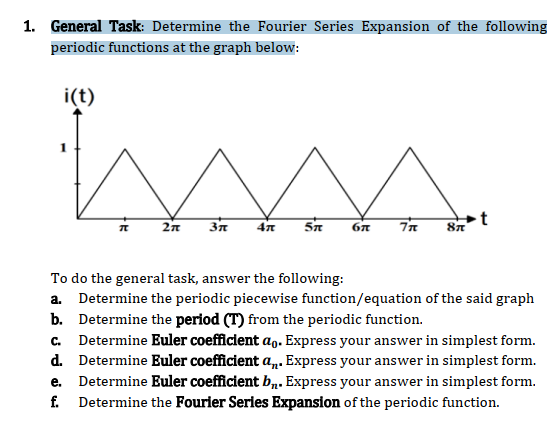 General Task: Determine the Fourier Series