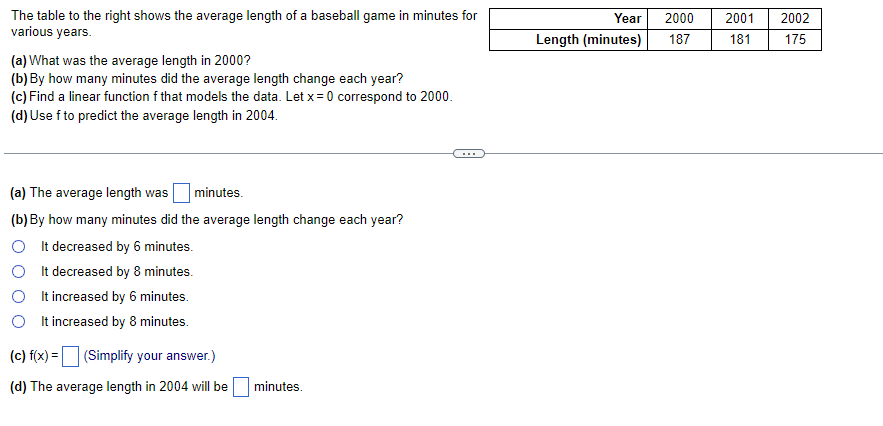 The table to the right shows the average length
