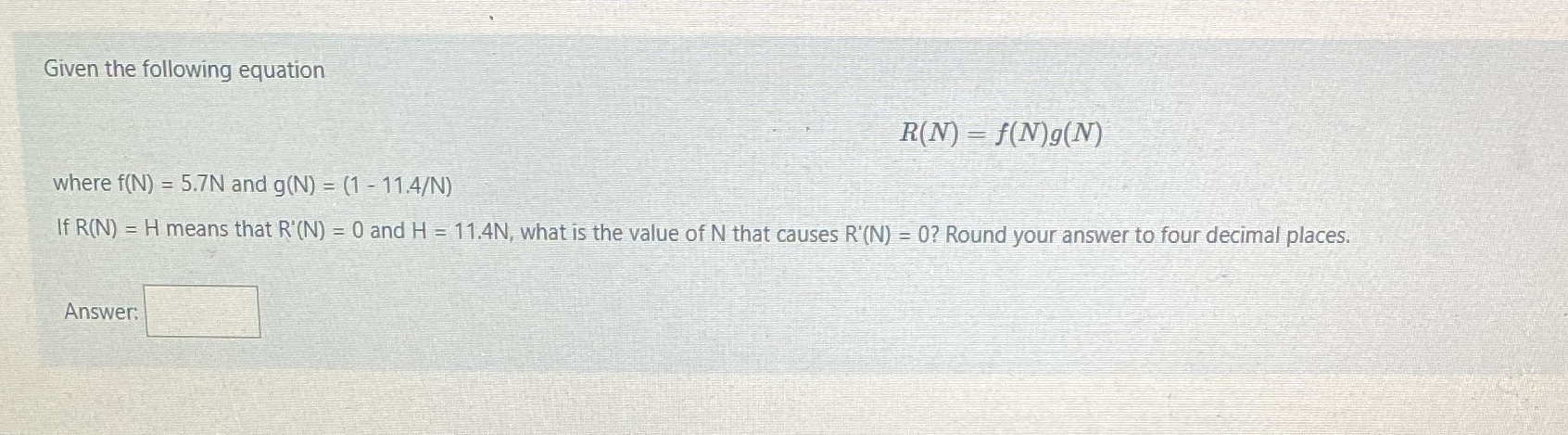 Asp pls Given the following equation R(N) =