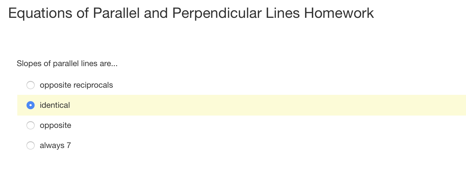 Equations of Parallel and Perpendicular Lines