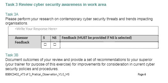 Task 3 Review cyber security awareness in work