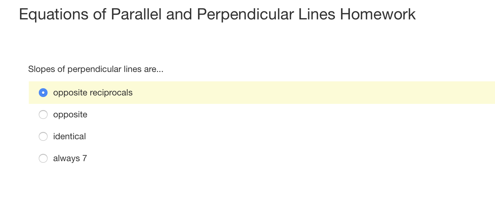 Equations of Parallel and Perpendicular Lines