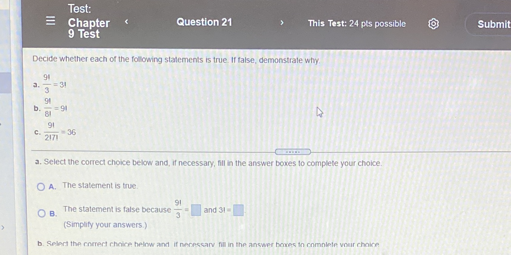 Test: E Chapter Question 21 This Test: 24 pts