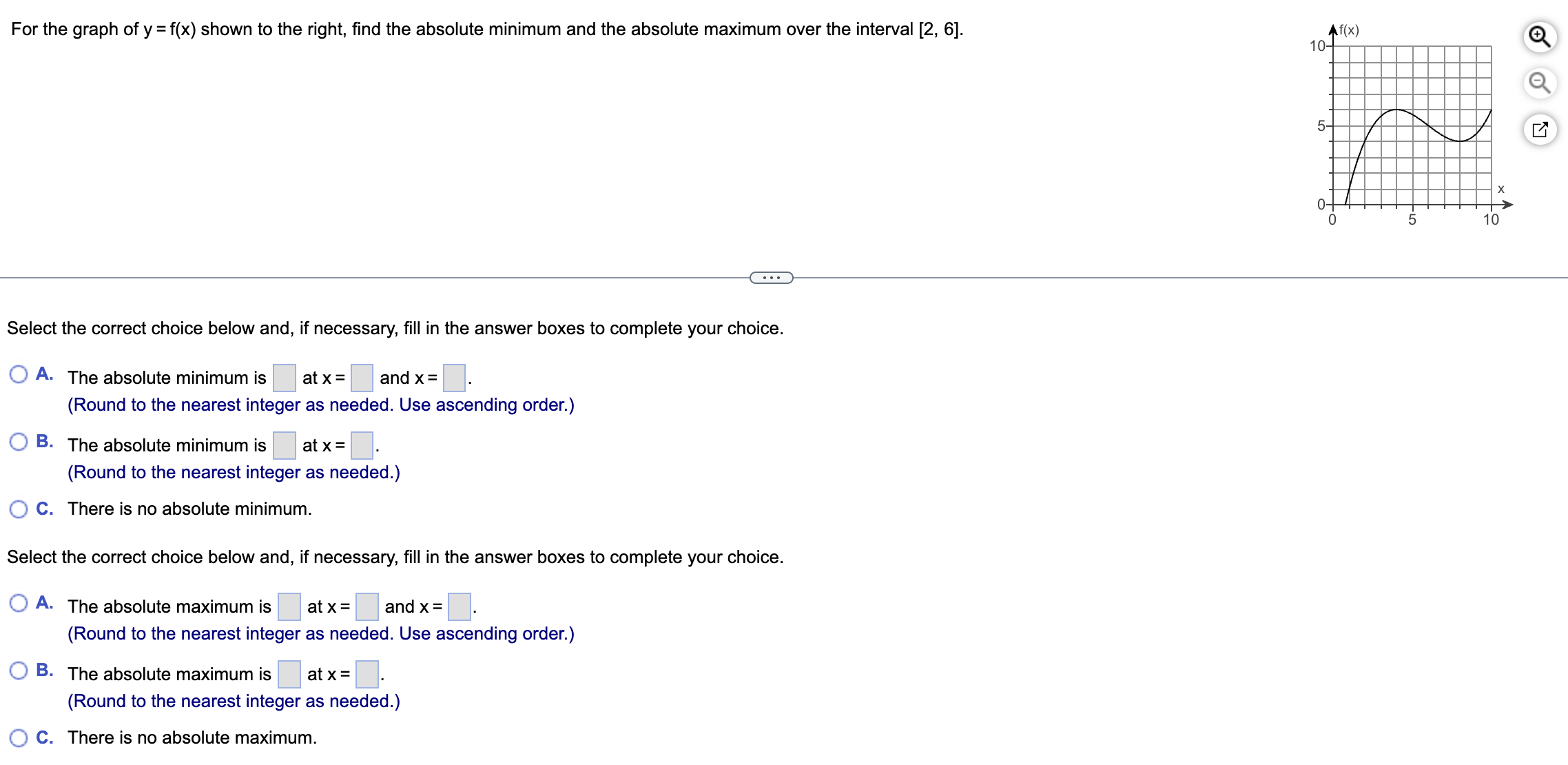 For the graph of y = f(x) shown to the right,