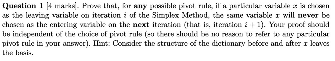 Question 1 [4 marks]. Prove that, for any