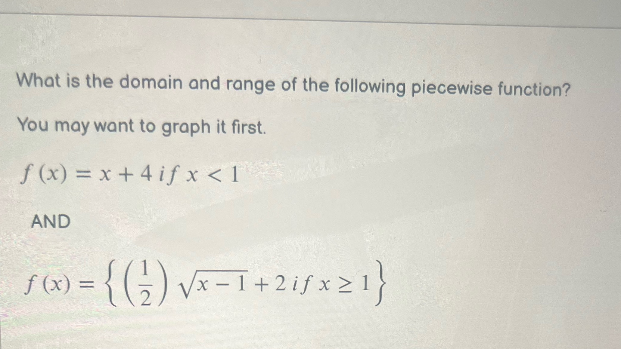 What is the domain and range of the following