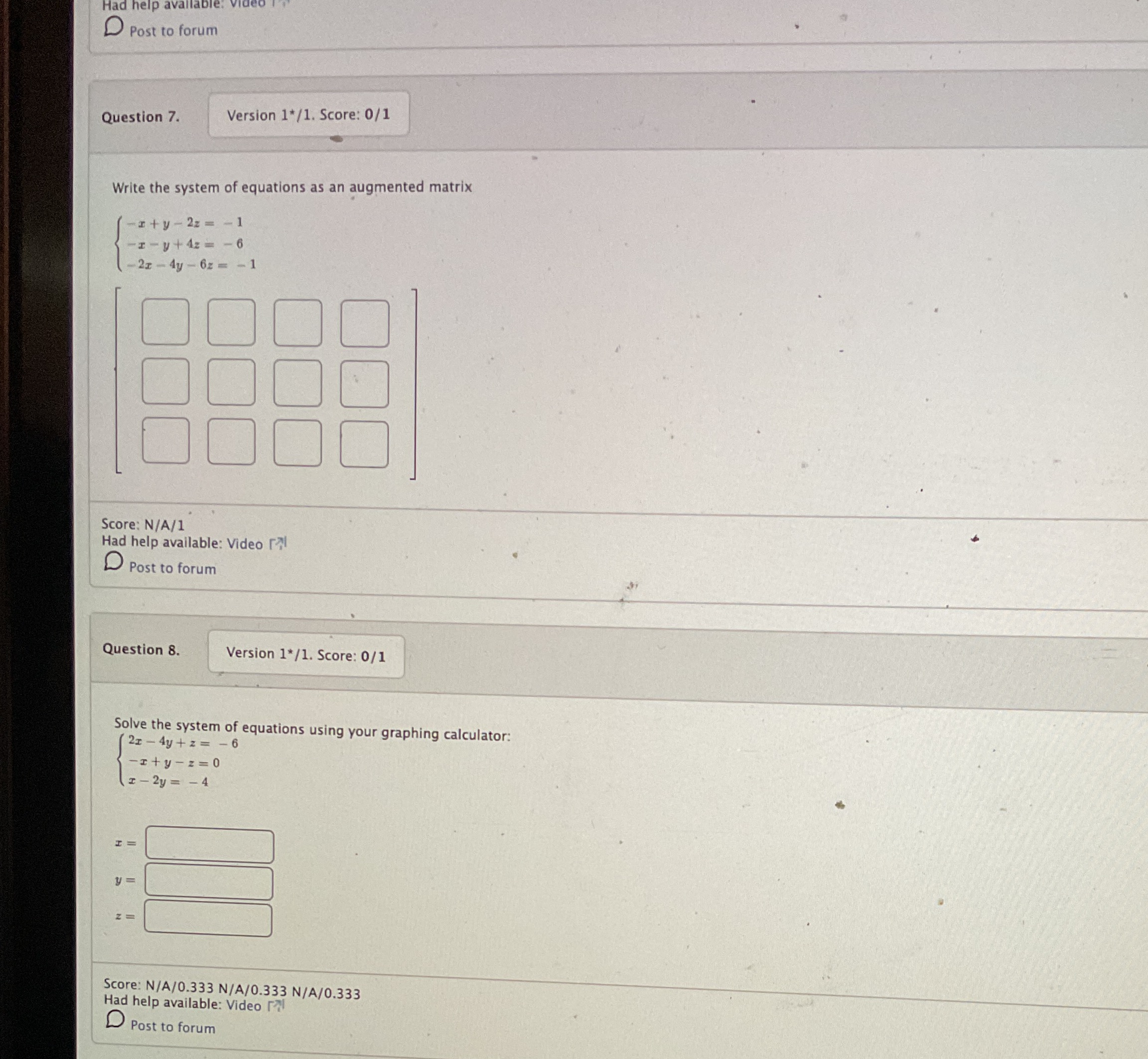 7-8 Had help ava Post to forum Question 7.