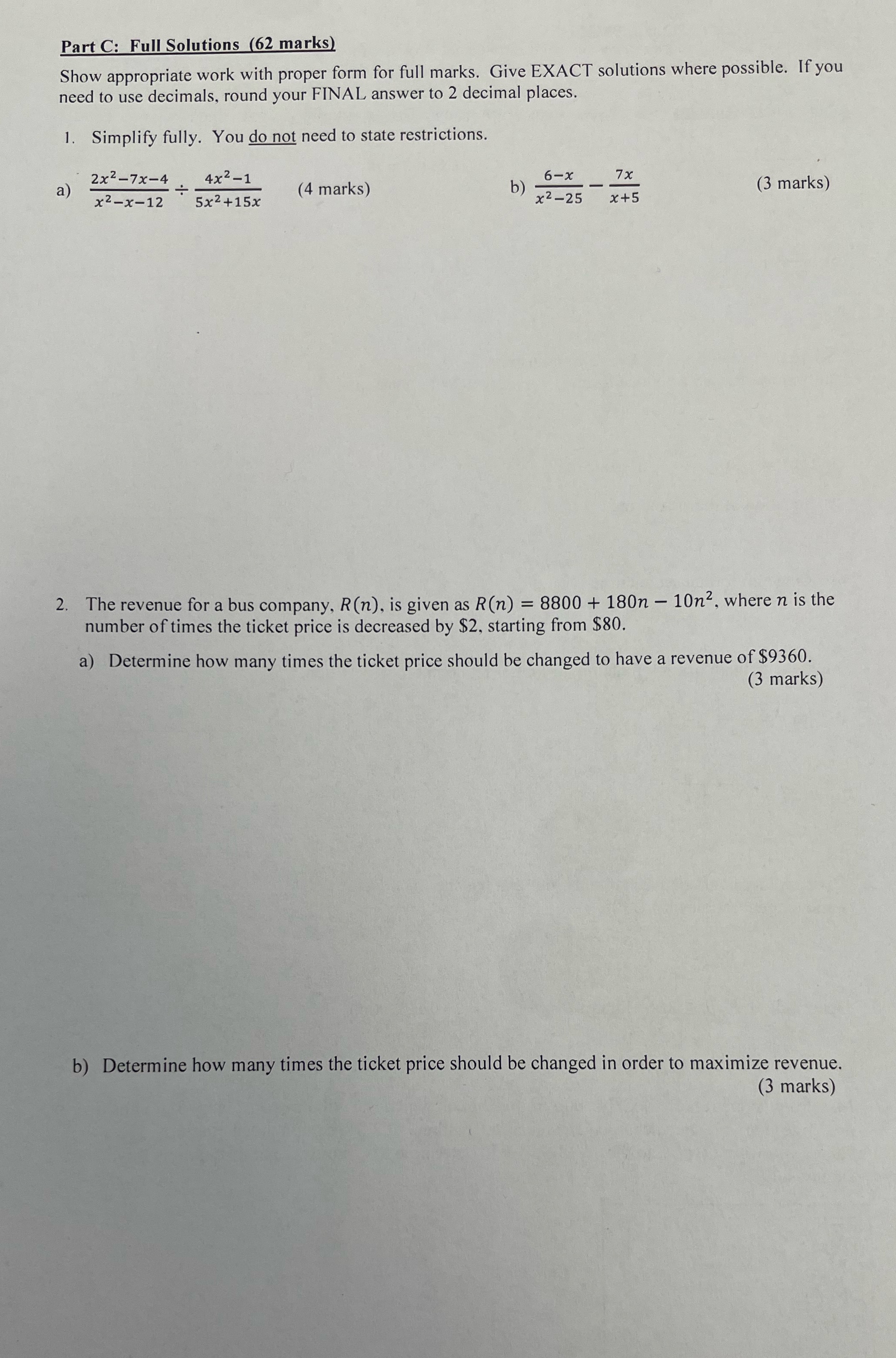 Please take a look at all thanks! Part C: Full