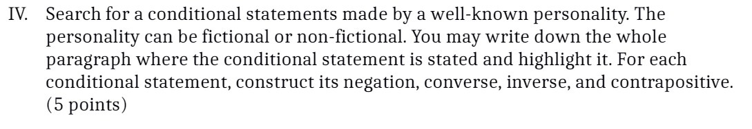 IV. Search for a conditional statements made by a