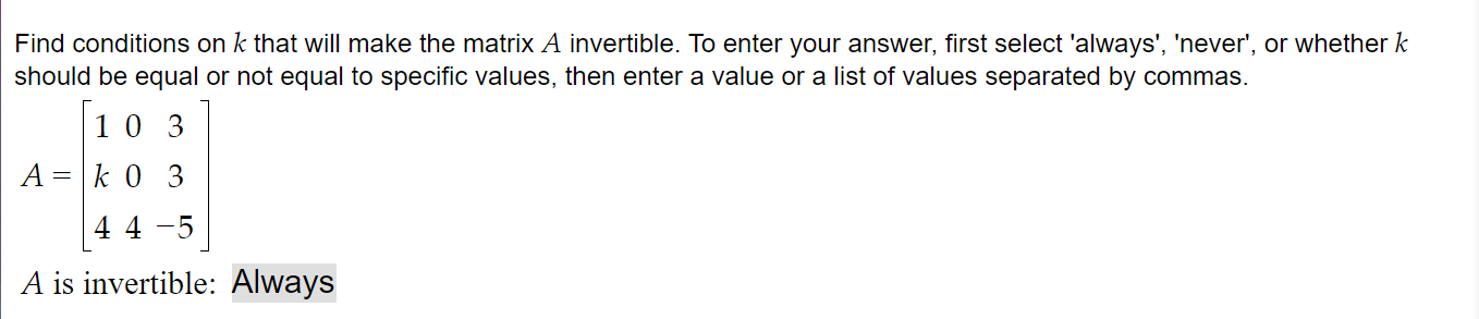 thanks for the help Find conditions on k that